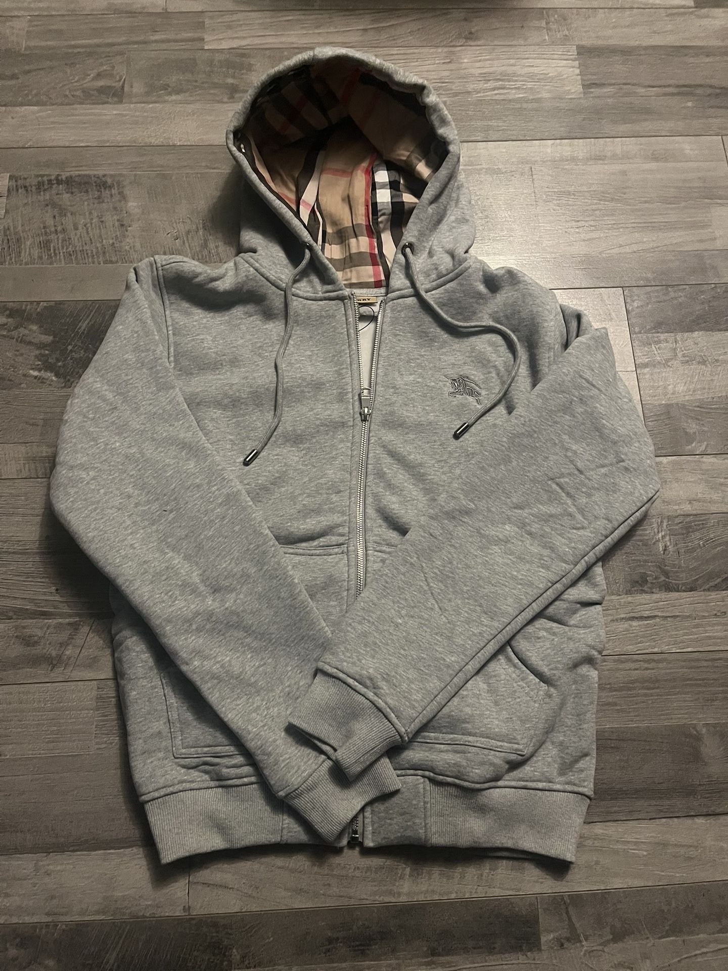 Burberry Gray Hoodie Zip Up(small)