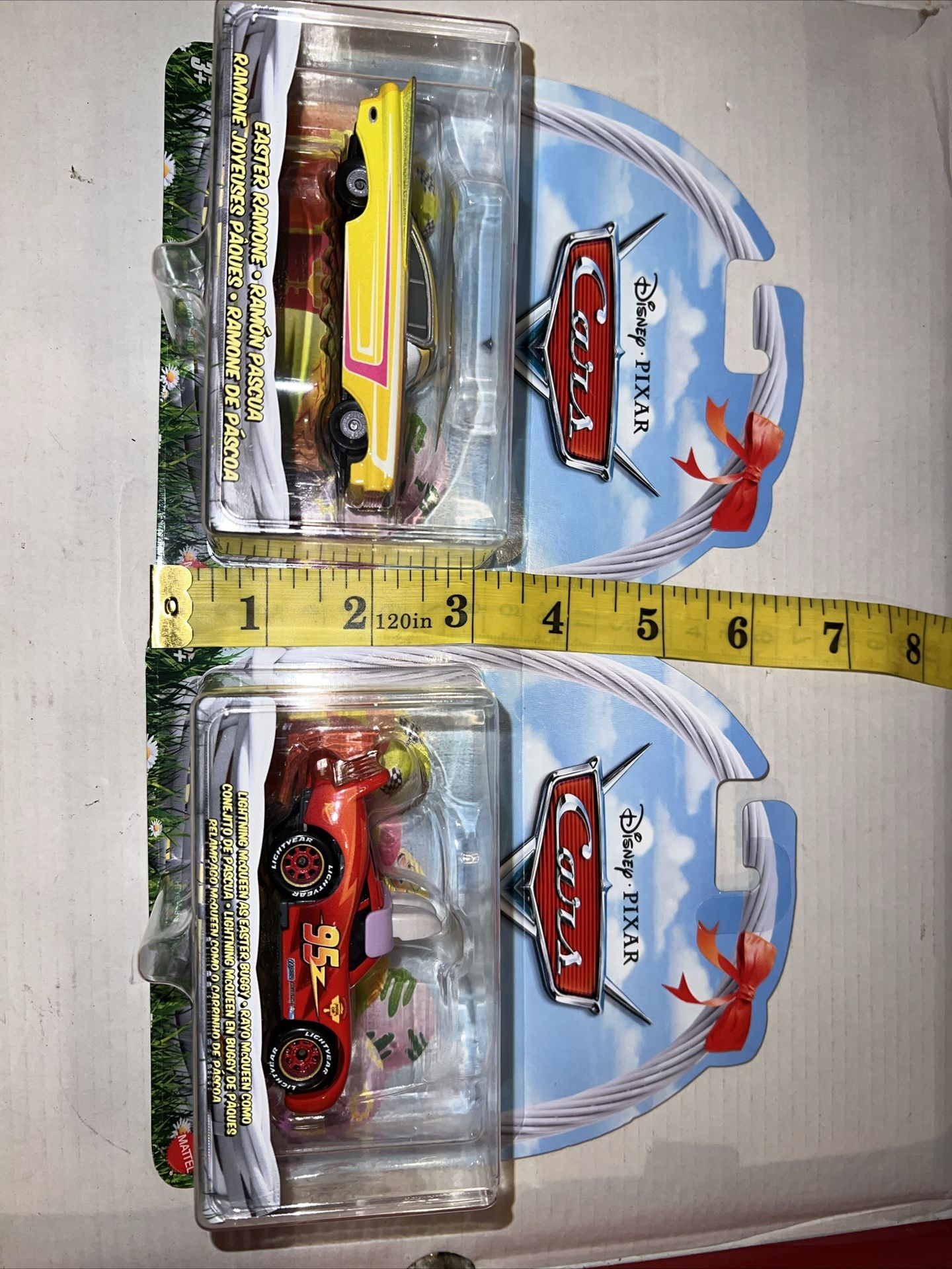 Lot Of 2 Disney Cars Easter Themed Lightning Mcqueen Buggy Vehicle & Ramone