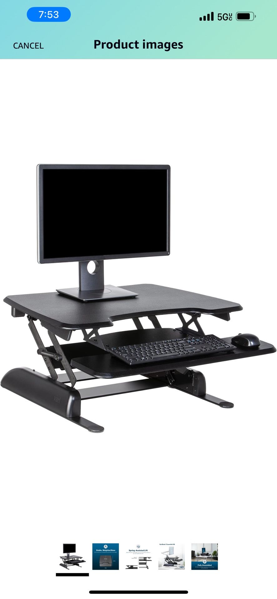 Two-Tier Standing Desk Converter - Adjustable Sit / Stand w Height Settings -Desk riser , black, $98,