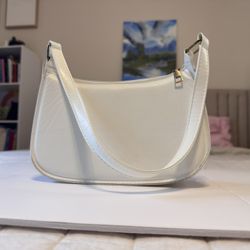 Mini White Faux Leather Handbag - Stylish and Compact