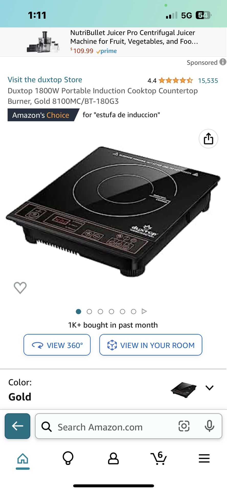 Duxtop 1800W Portable Induction Cooktop Countertop Burner, Gold 8100MC/BT-180G3  for Sale in Brockton, MA OfferUp