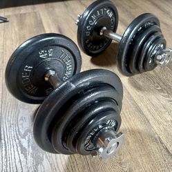 Beautiful Vintage Standard Adjustable Dumbbells  (85 lbs)