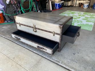 Industrial Steamer Trunk Coffee Table with Drawers (on Wheels!) Furniture