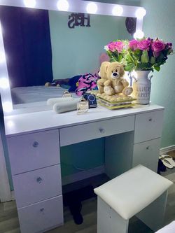 White makeup vanity