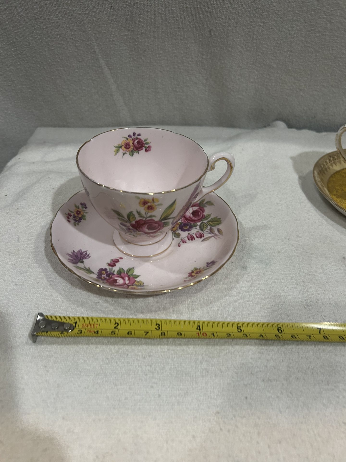 Vintage English Tuscan Montrose Pattern Pink Fine Bone China Teacup & Saucer