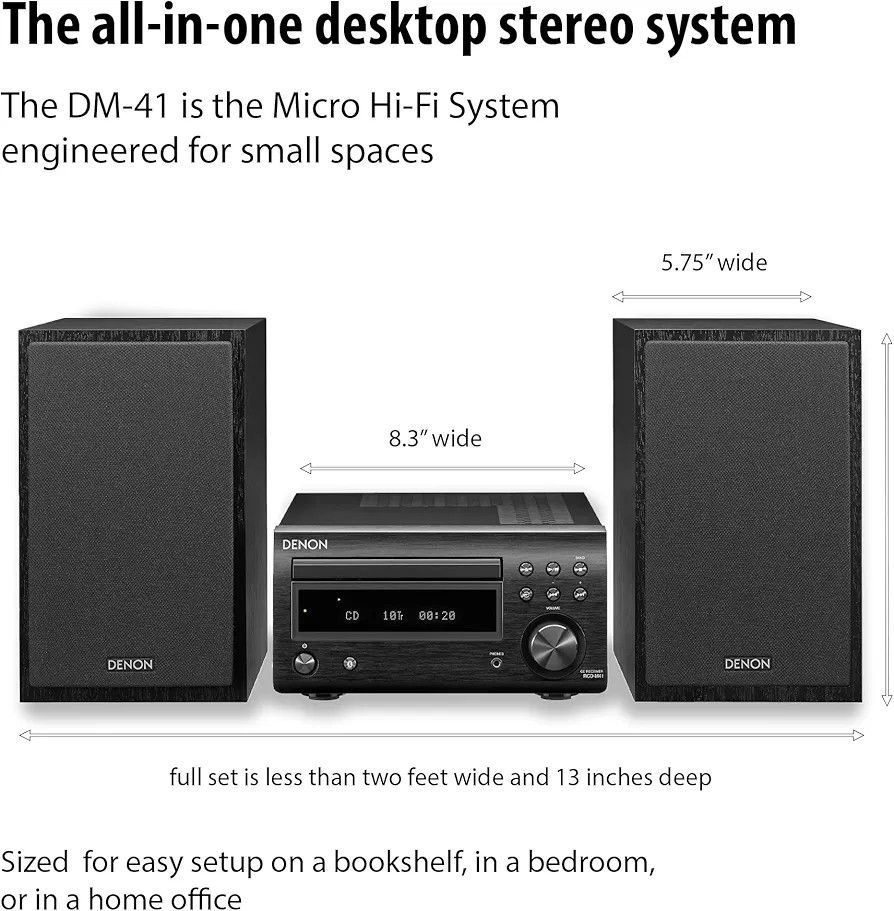 Denon RDC-M41
CD/FM micro desktop stereo system with Bluetooth