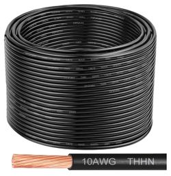 YDDECW 10 Gauge THHN Wire 200 FT, 10 AWG Stranded Copper Electrical Wire, Black