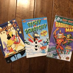 3 Book Lot! Itchy & Scratchy #1, Simpsons #6, Radioactive Man #711