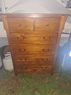 Solid Wood Tall Dresser with Brass Hardware
