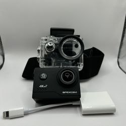 Apexcam go Pro, Head Mount Waterproof Case, iPhone Sd Adapter All Included With Case. Used 