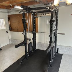 PRO SERIES Ultimate Half Rack Functional Trainer w/Smith Machine Bar | 320lb Stack | Gym Equipment | Fitness | Commercial | Squat Rack 