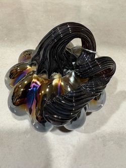 Blown Glass Mini Pumpkin Dark Iridescent