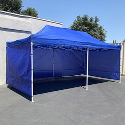 (New in Box) $205 Heavy Duty 10x20 ft Canopy Ez Pop Up Tent with (4) Sidewalls, Color White or Blue 