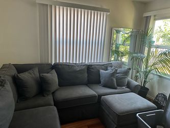 Gray Sectional Sofa Sleeper with Storage Ottoman