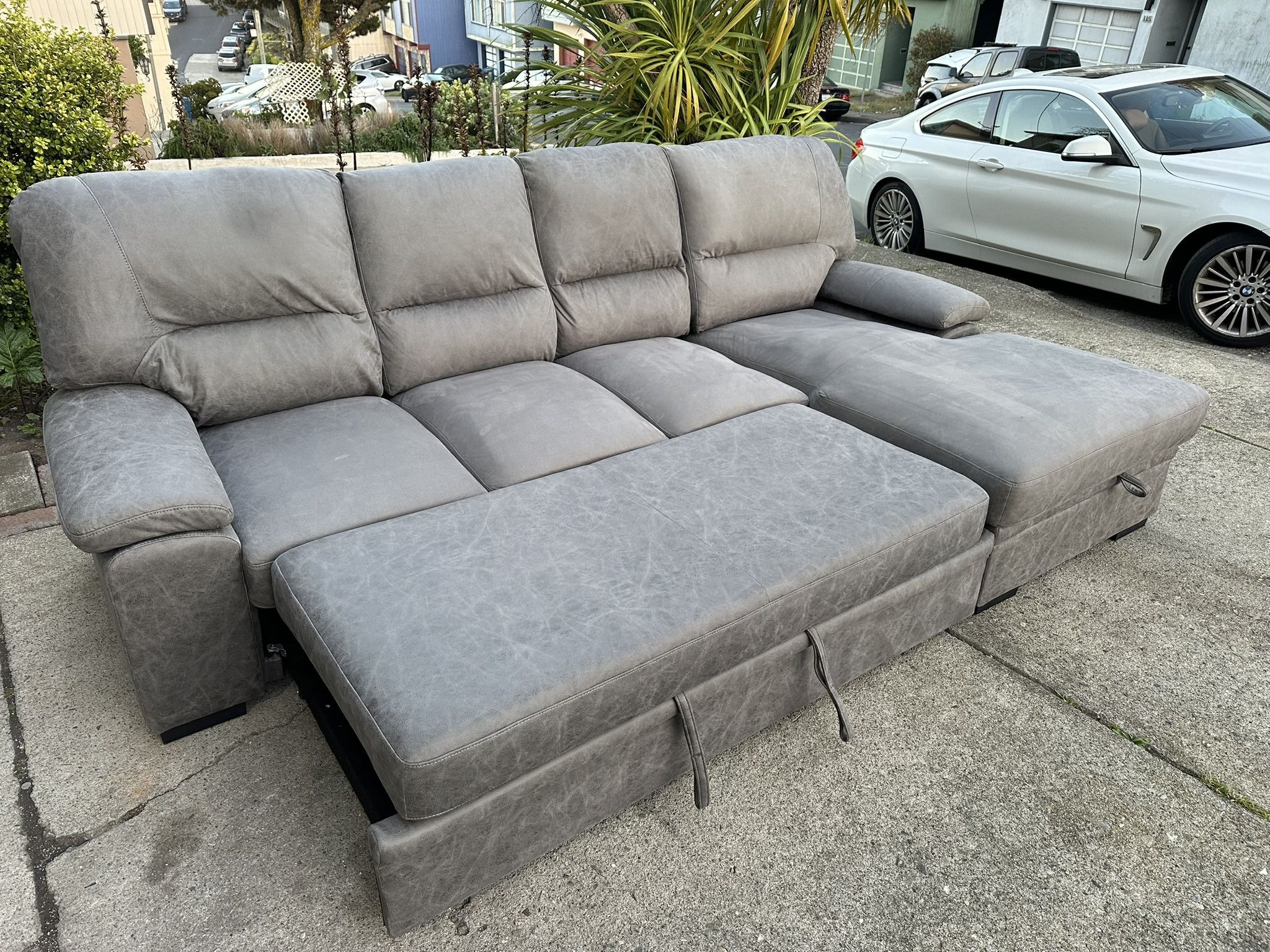 Dark Gray Sleeper Sectional Couch-FREE Delivery