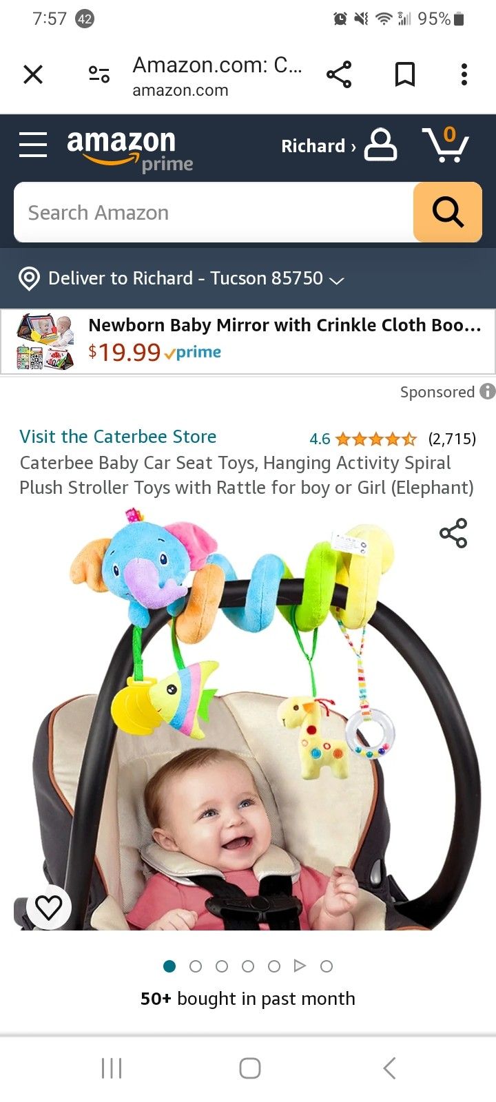 New Caterbee Car Seat Stroller Baby Toy