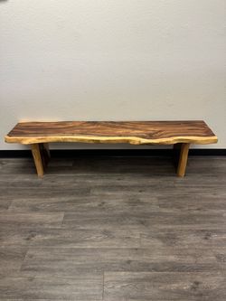 71” Live Edge Solid Wood Bench – Natural Wood
