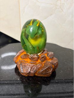 Crystal and stoned Travon egg resin statue