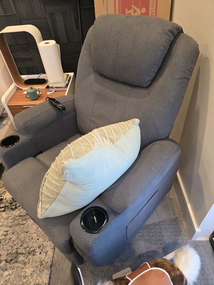 Rocking Chair With Manual Recliner And Massage Feature!