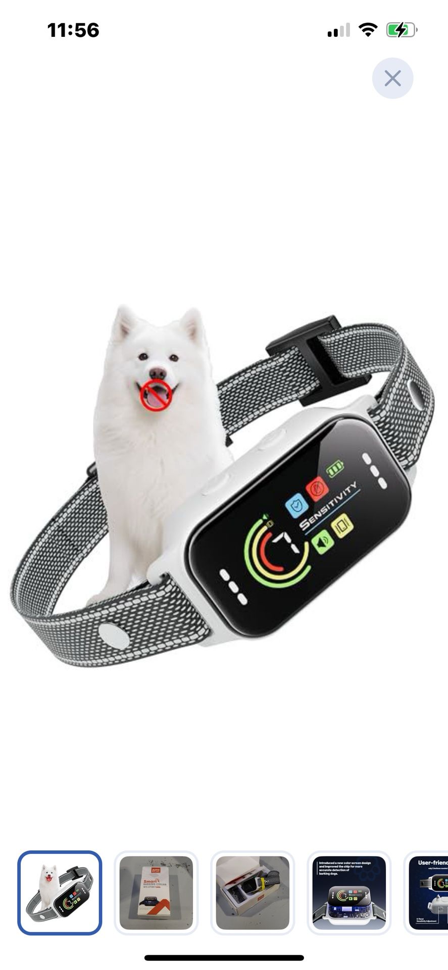 “New”Dog Bark Collar(fits Sm-Lg)7 Sensitivity Levels,5 Safety Modes(white)retail$35