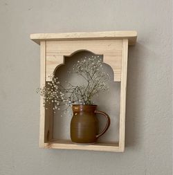 Hand made wooden arched wall shelf