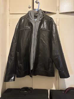 Jacket Leather Hoodie Men’s 2X