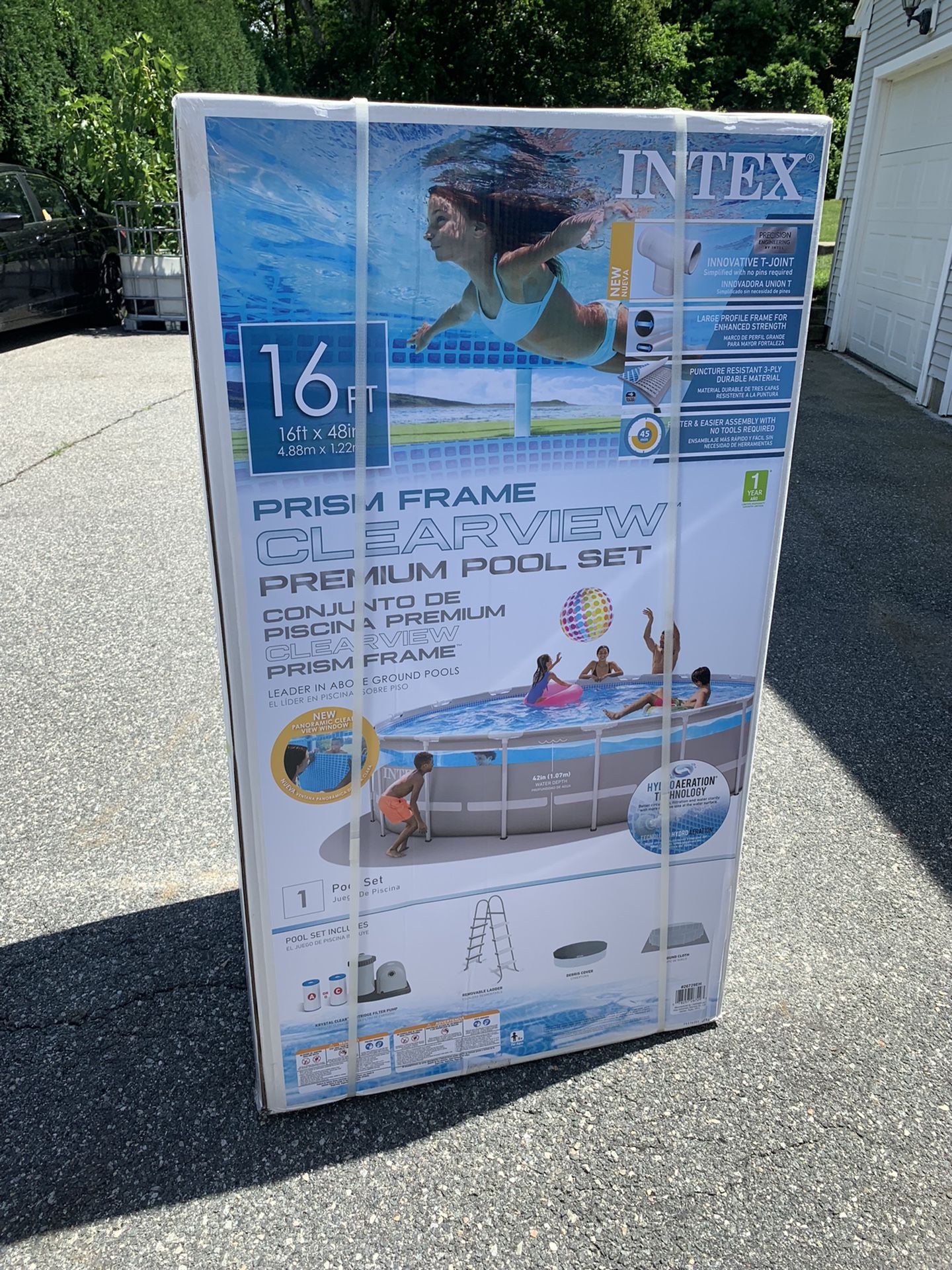 💦 INTEX 16’ x 48” PRISM FRAME CLEARVIEW POOL SET Above Ground w/ FILTER PUMP