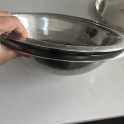 stainless steel  basins / mixing bowls.