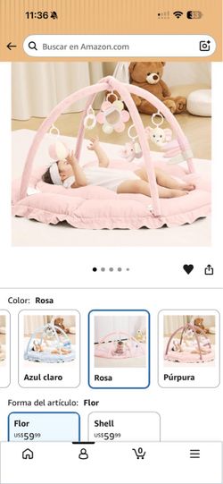 ANGELBLISS 5-in-1 Baby Play Gym Mat – Pink