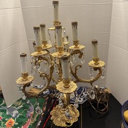 Brass And Crystal Candelabra