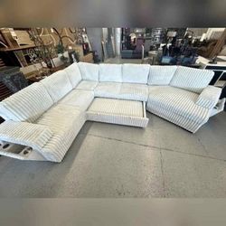 Lihgt silver color RHF  fabric half U- shaped pull out sectional sofa set