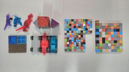 Huge 292-Piece Minecraft & Dino Magnetic Building Blocks Lot - Mint!