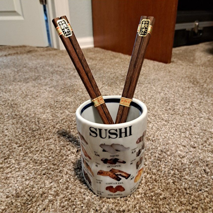 Sushi Cup And Chopsticks 