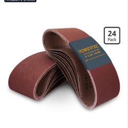 PowerTec 4" x 24" Sanding Belts 60-400 Grit 24-pack