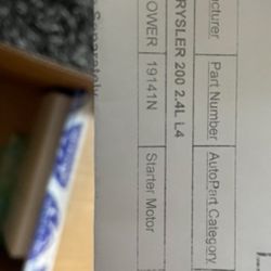 Starter For 2012 Chrystler 200