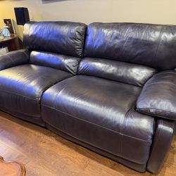 Used  Sofa Brown Leather Recliner Works  Excellent