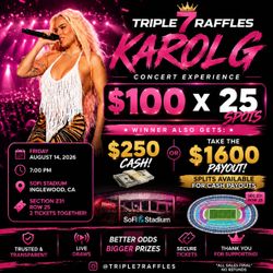 Karol G  Concert SOFI stadium Aug two tickets entry package