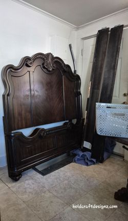 Bernards Queen Size Carved Wood Bed Frame