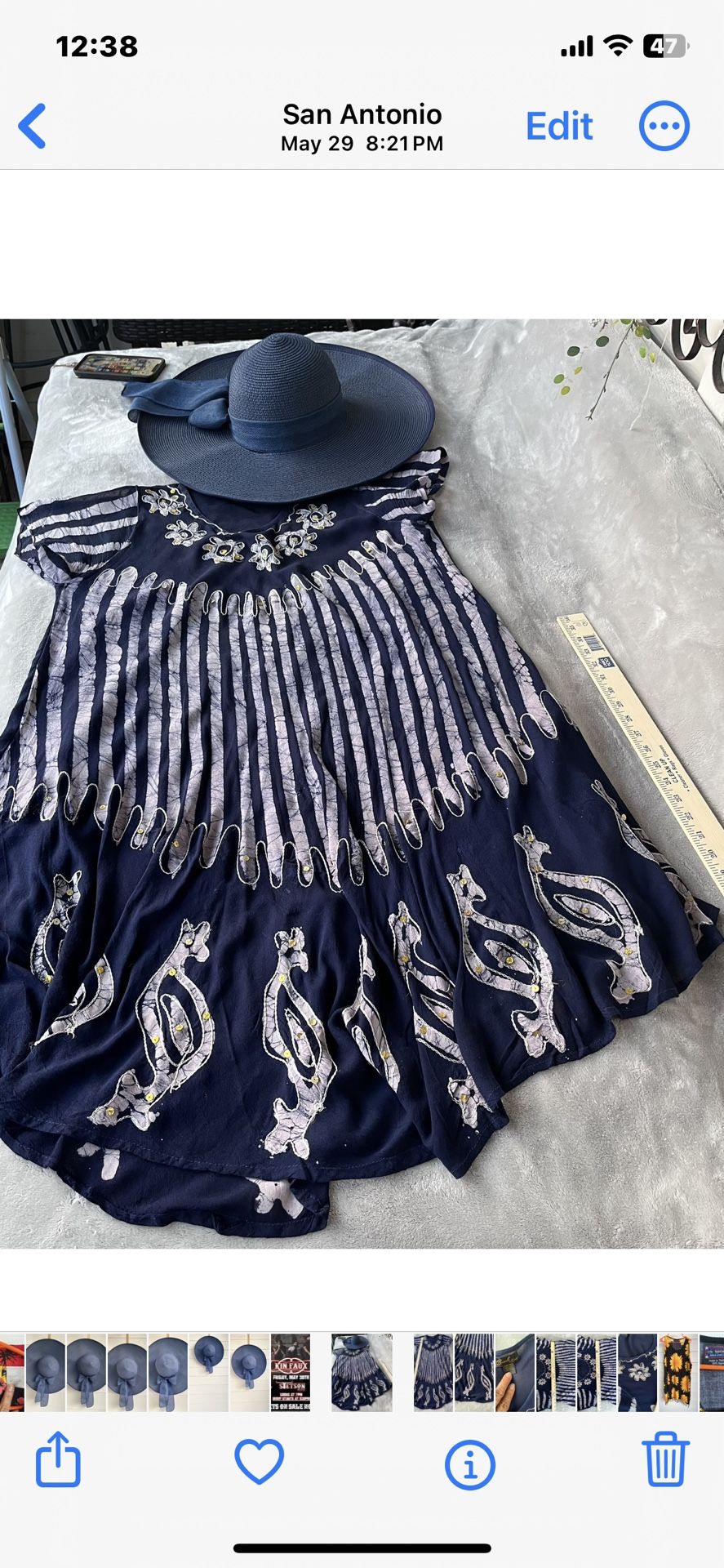 Size XL Blue Embroidered Kaftan Dress