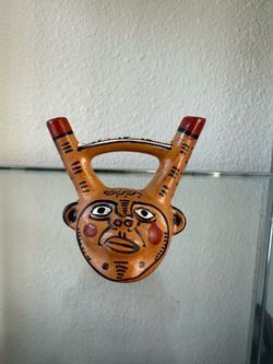 Miniature Hand-Painted Peruvian Style Bridge Spout Vessel