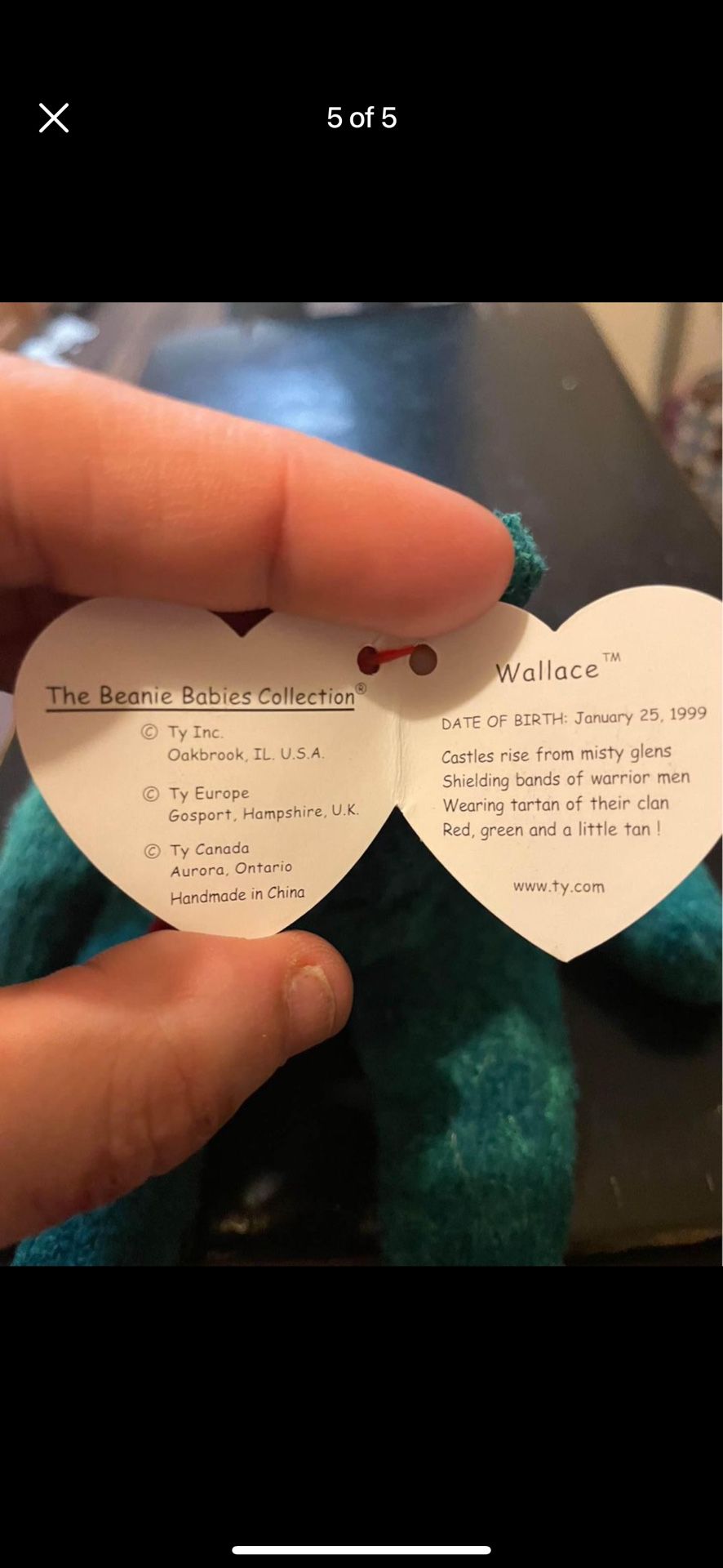 RARE RETIRED Wallace Beanie Baby 