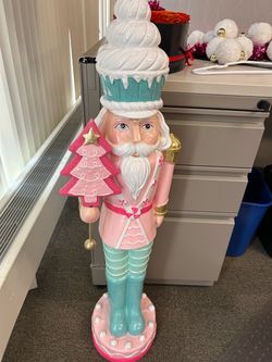 Large Candyland Cupcake Nutcracker – Pink Christmas Decor