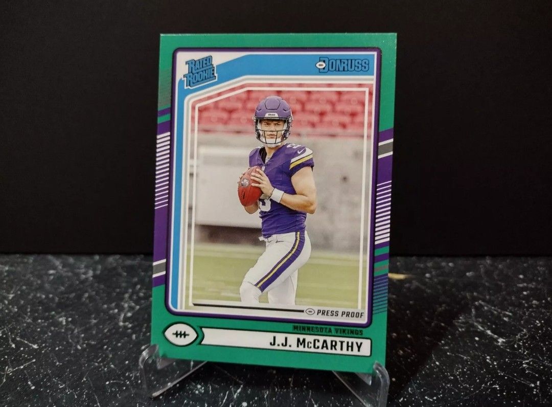 2024 Panini Donruss JJ McCarthy Rated Rookie Green Press Proof