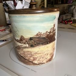 Crock with Painted Scene 