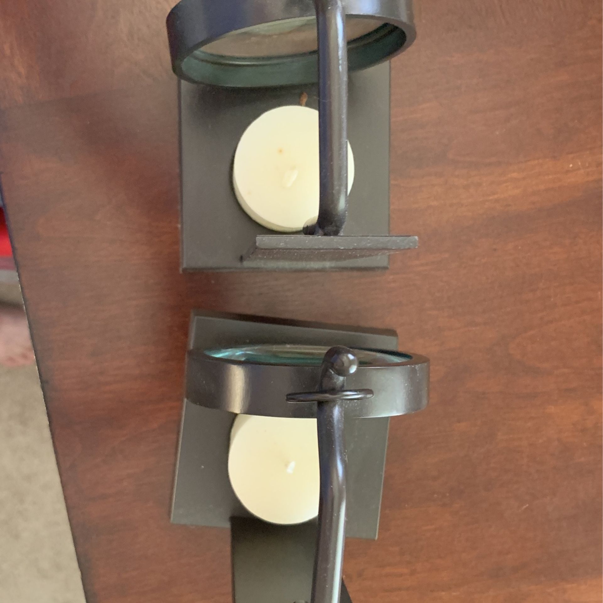 2 Decorative Candle Holders W Magnified Glass
