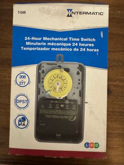 New Intermatic timer T104R 24-Hour Mechanical Time Switch – Heavy Duty DPST Indoor/Outdoor Timer Product Overview This is a genuine Intermatic T104R 2