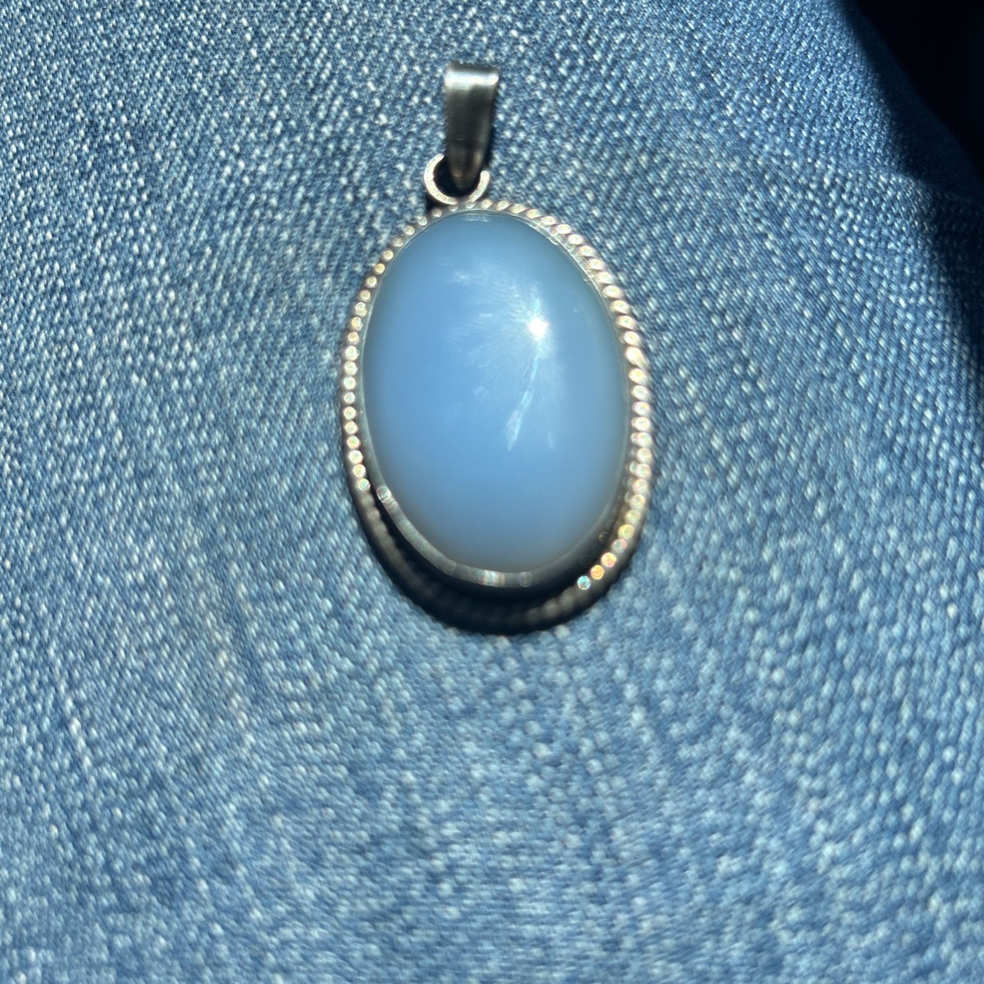 Blue Calcedony Necklace In Sterling Silver