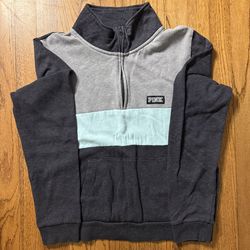 Victoria's Secret Pink colorblock quarter-zip pullover sweatshirt size L