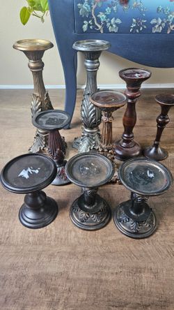 Mixed Decorative Pillar Candle Holders Set