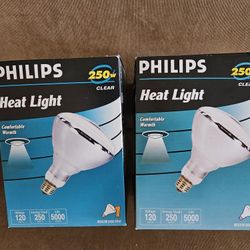 250 Watt Heat Light Bulbs (2)  NEW